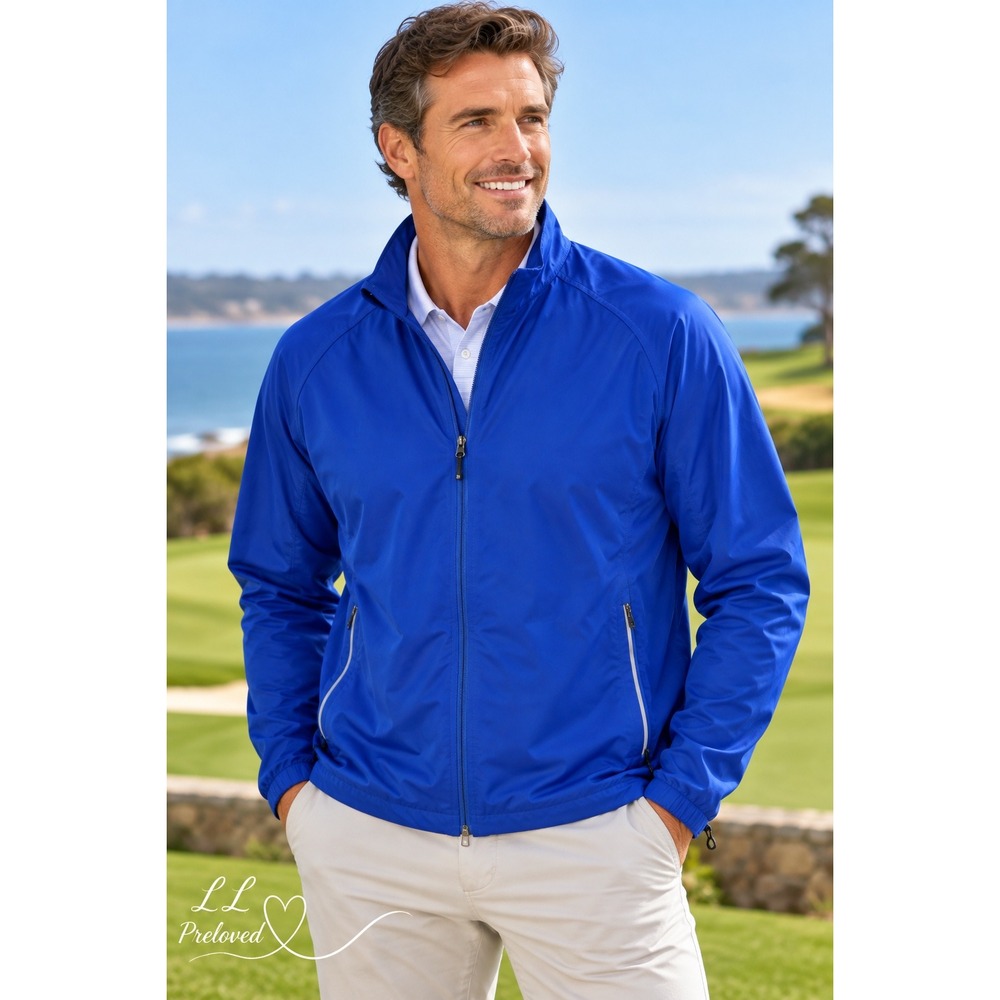 Cutter & Buck Windbreaker Jacket Womens L Blue WeatherTec Full Zip LCO01211 Golf